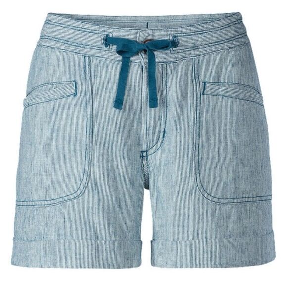 The North Face 4 Blue Larisen Stripe Button Outdoor Four Pocket Linen Shorts - Picture 1 of 12